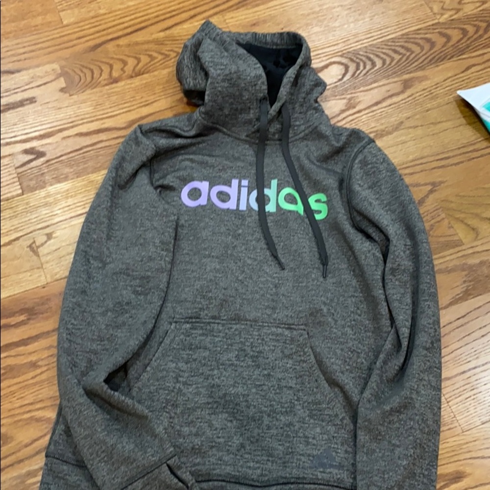 Adidas women grey hoodie sweatshirt